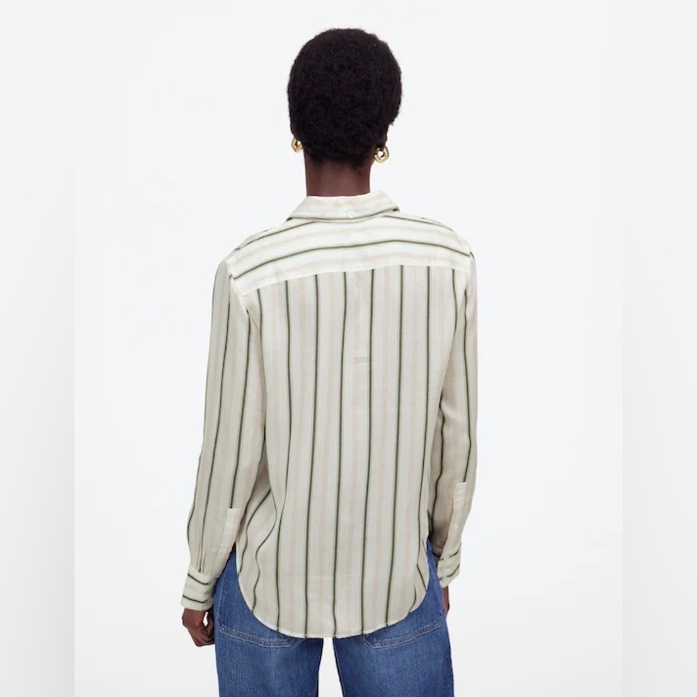 Madewell Women’s Signature Striped Oversize Button-Up Shirt size 12 boho preppy - Picture 2 of 15